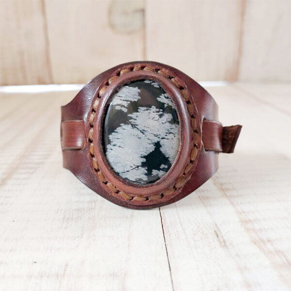 Pulsera de obsidiana nevada artesanal