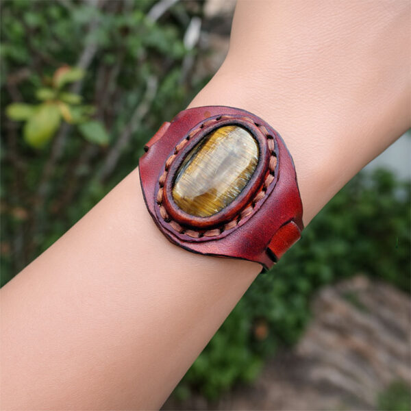 Pulsera de ojo de tigre artesanal - Imagen 6